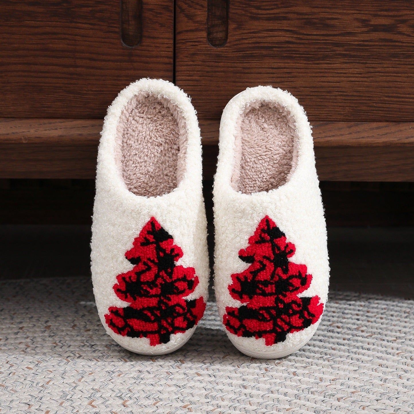 Christmas Tree Home Slippers Fashion Non - slip Floor Bedroom Slipper For Women Fuzzy House Shoes Winter - Free Spirit Chic