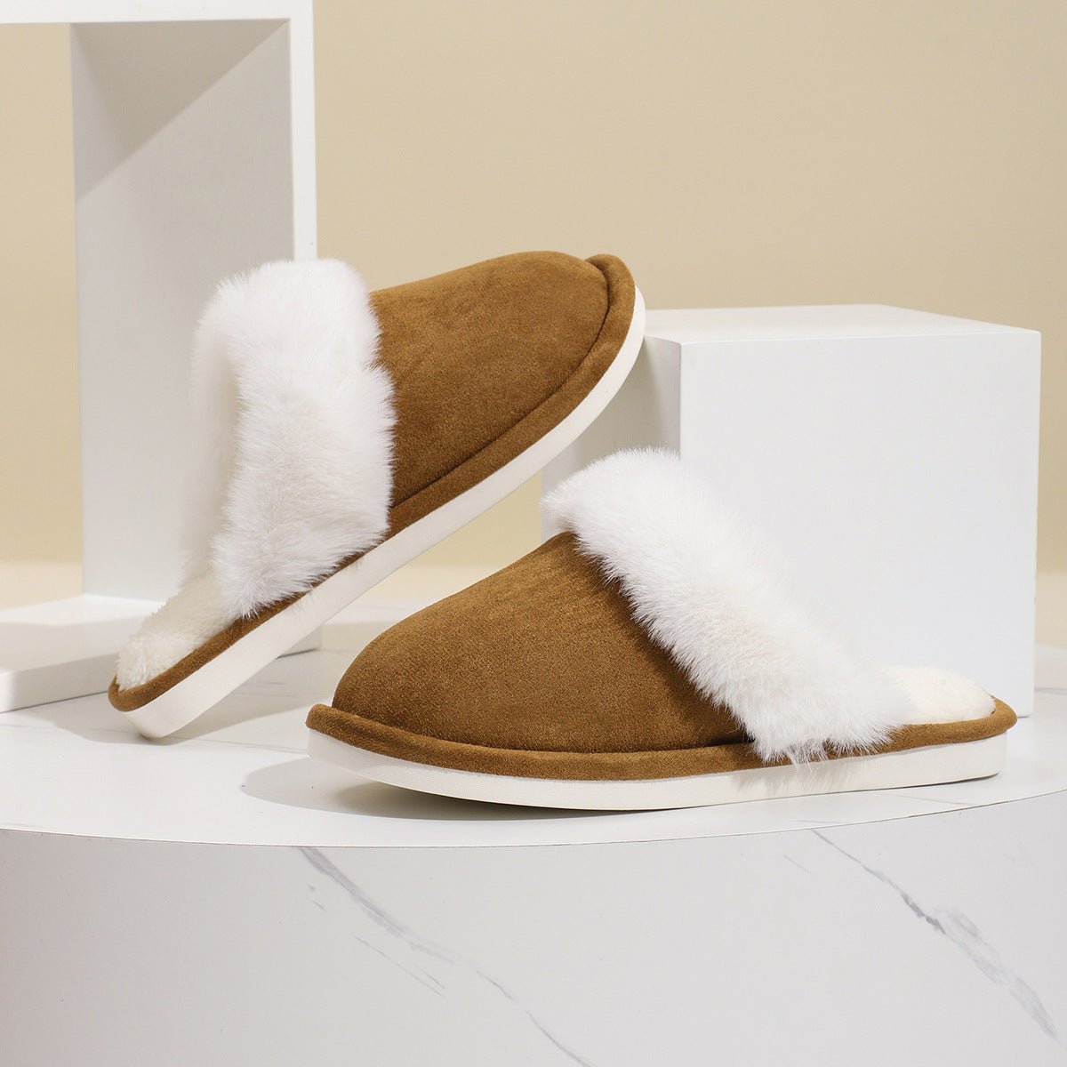 Winter Warm Plush Slippers Home Indoor Non - slip Bedroom Floor Soft Fuzzy Slipper For Couple Fashion Solid House Shoes - Free Spirit Chic