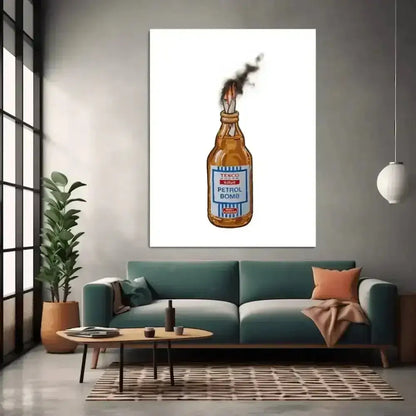 Banksy's Explosive Tesco Petrol Bomb Digital Art Print Ignites Walls - Free Spirit Chic
