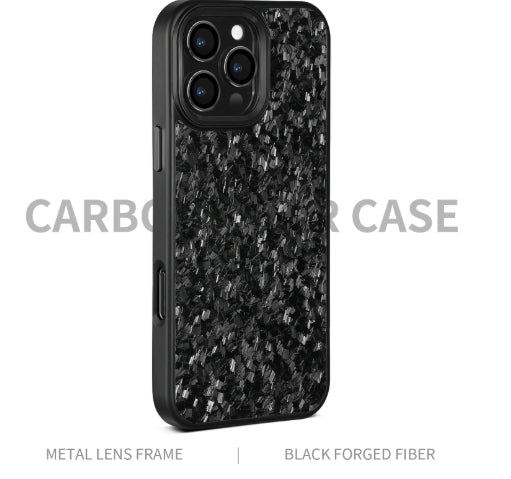Black Metal Frame Phone Case Forged Carbon Fiber - Free Spirit Chic