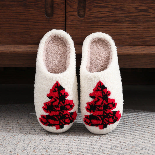 Christmas Tree Home Slippers Fashion Non - slip Floor Bedroom Slipper For Women Fuzzy House Shoes Winter - Free Spirit Chic