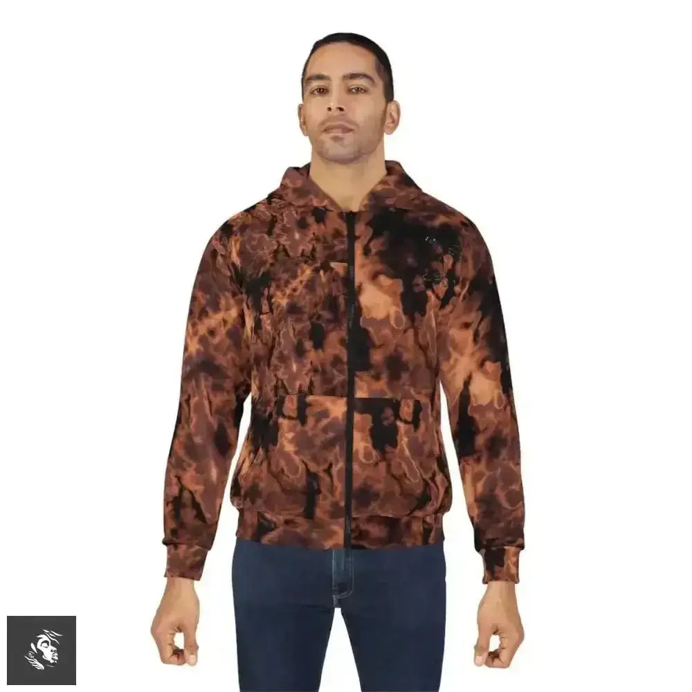 Cosmic Comfort: Bleached Planet Unisex Zip Hoodie - Free Spirit Chic