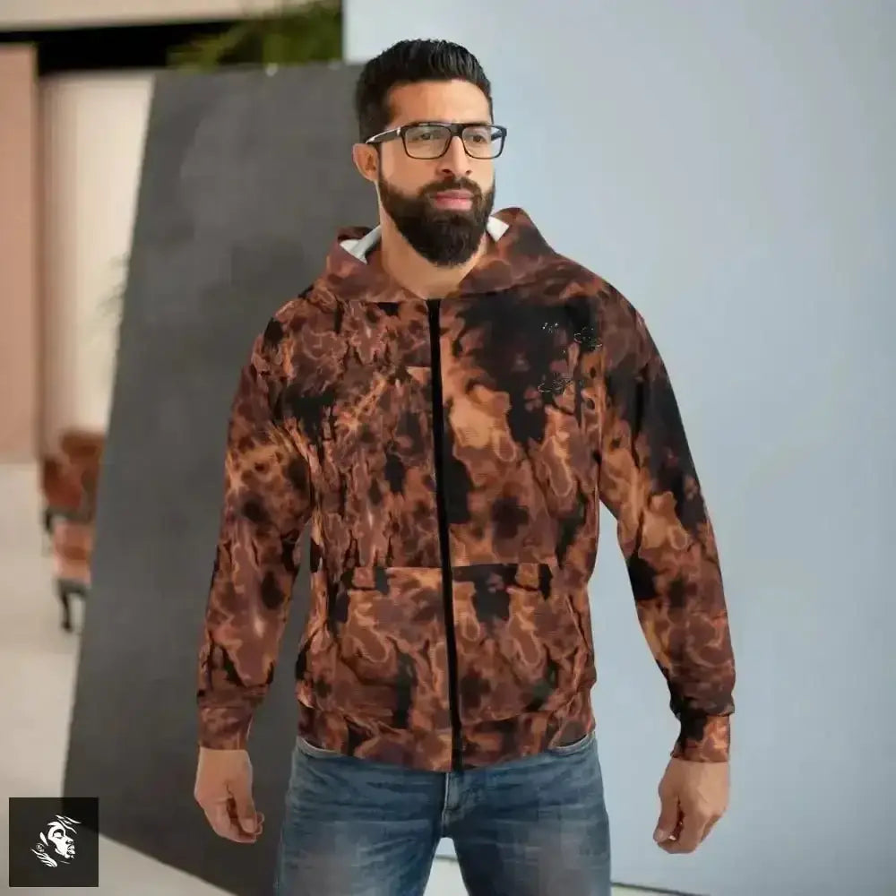 Cosmic Comfort: Bleached Planet Unisex Zip Hoodie - Free Spirit Chic