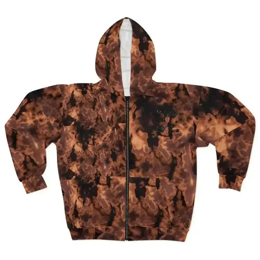 Cosmic Comfort: Bleached Planet Unisex Zip Hoodie - Free Spirit Chic