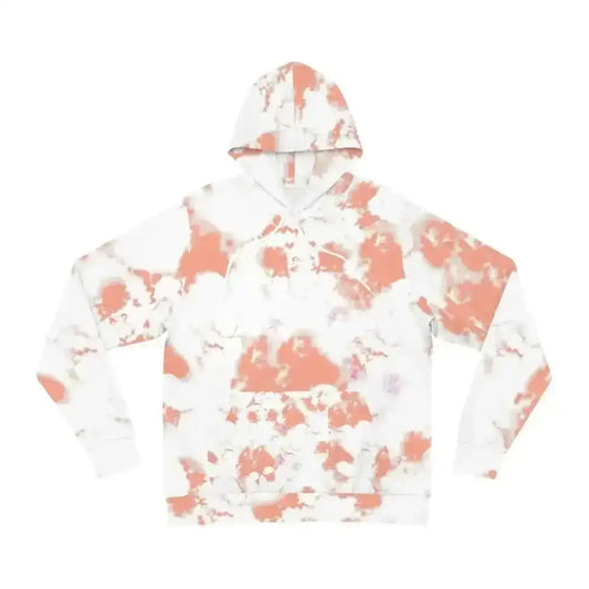 Distressed Print Hoodie Rocks White and Coral Tie Dye Vibes - Free Spirit Chic