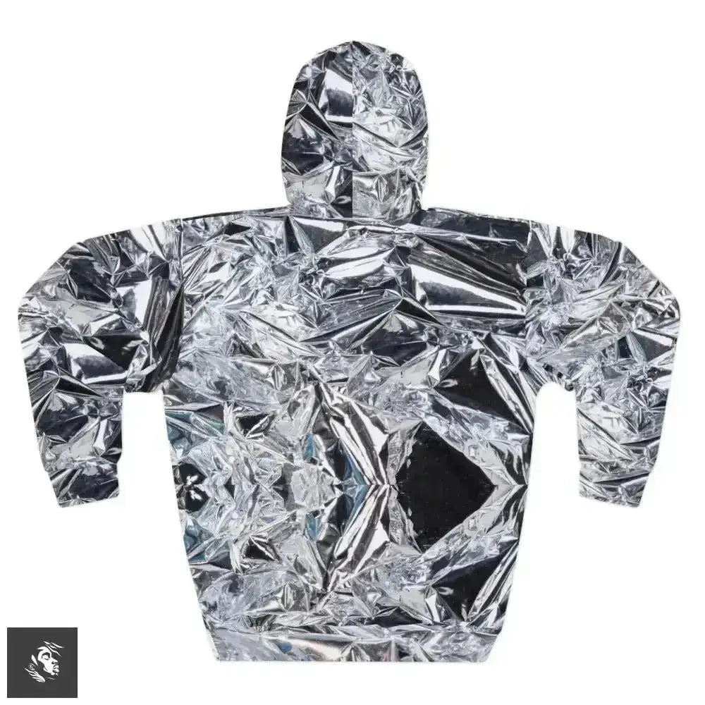 Futuristic Metallic Design Hooded Jumper Shines in Style - Free Spirit Chic