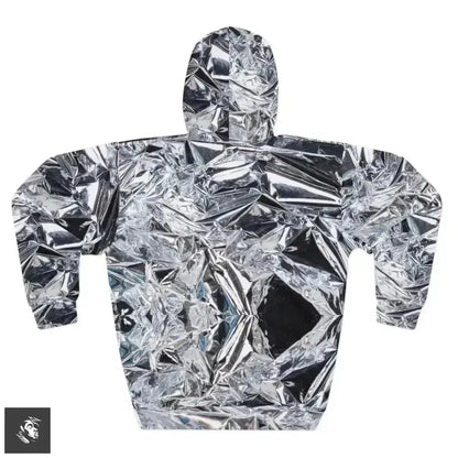 Futuristic Metallic Design Hooded Jumper Shines in Style - Free Spirit Chic