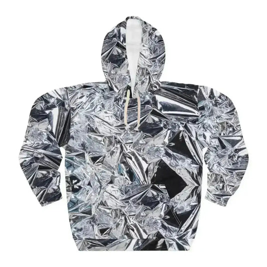 Futuristic Metallic Design Hooded Jumper Shines in Style - Free Spirit Chic