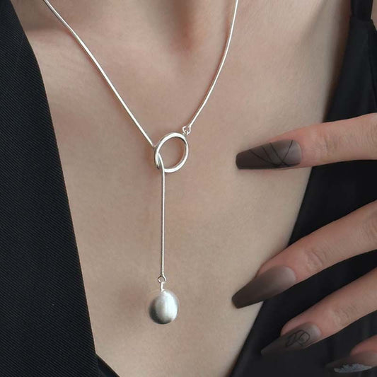 Ins Round Ball Ring Long Necklace Fashion Personality Temperament Sweater Chain Fall Winter Women's Jewelry - Free Spirit Chic