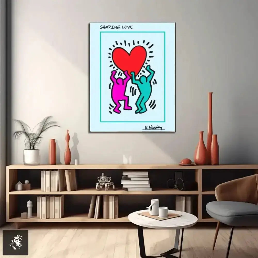 Keith Haring Pop Art Sharing Love Digital Print - Free Spirit Chic