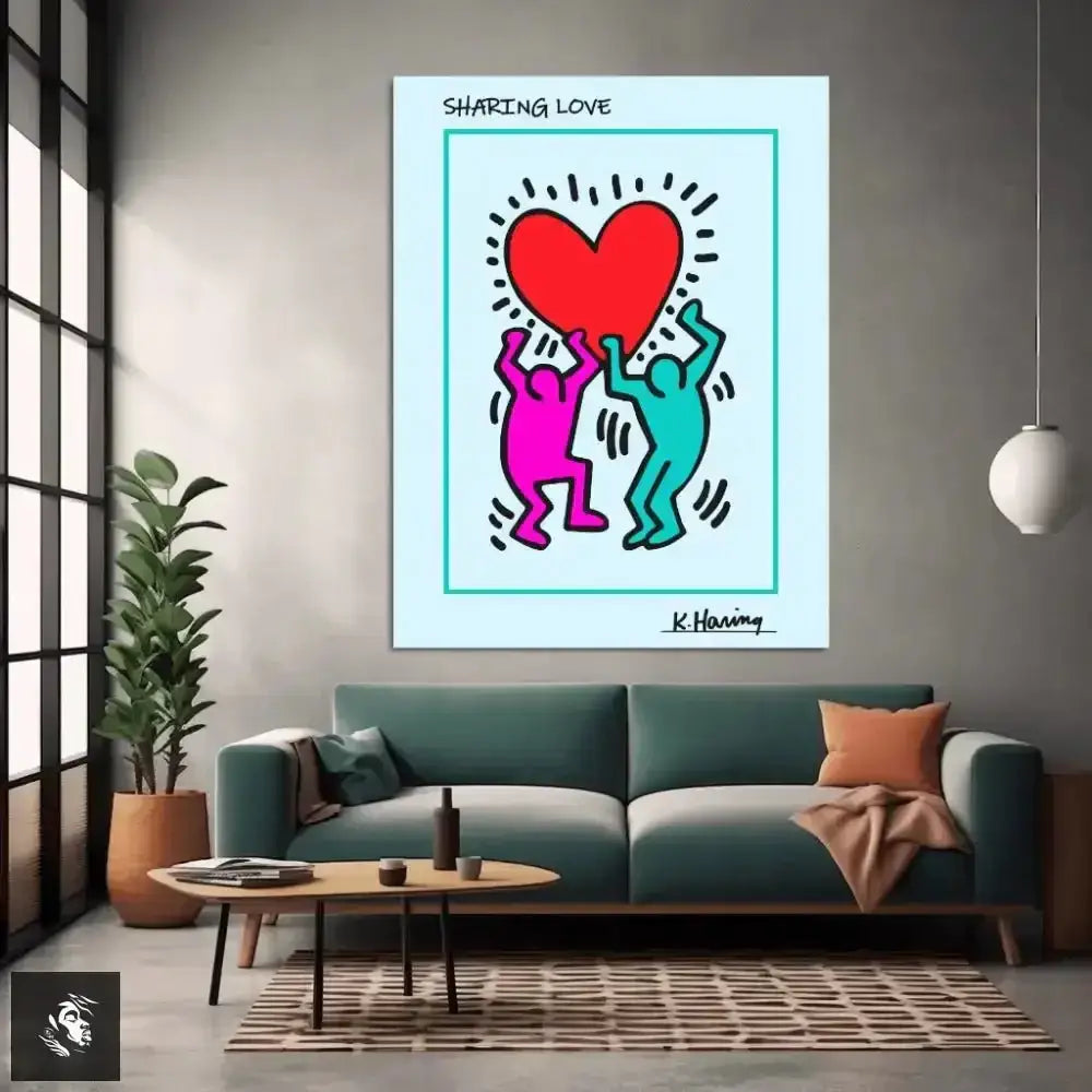 Keith Haring Pop Art Sharing Love Digital Print - Free Spirit Chic