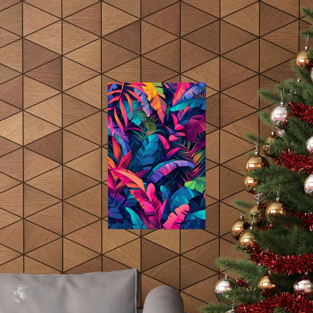 Colorful tropical leaf art print.
