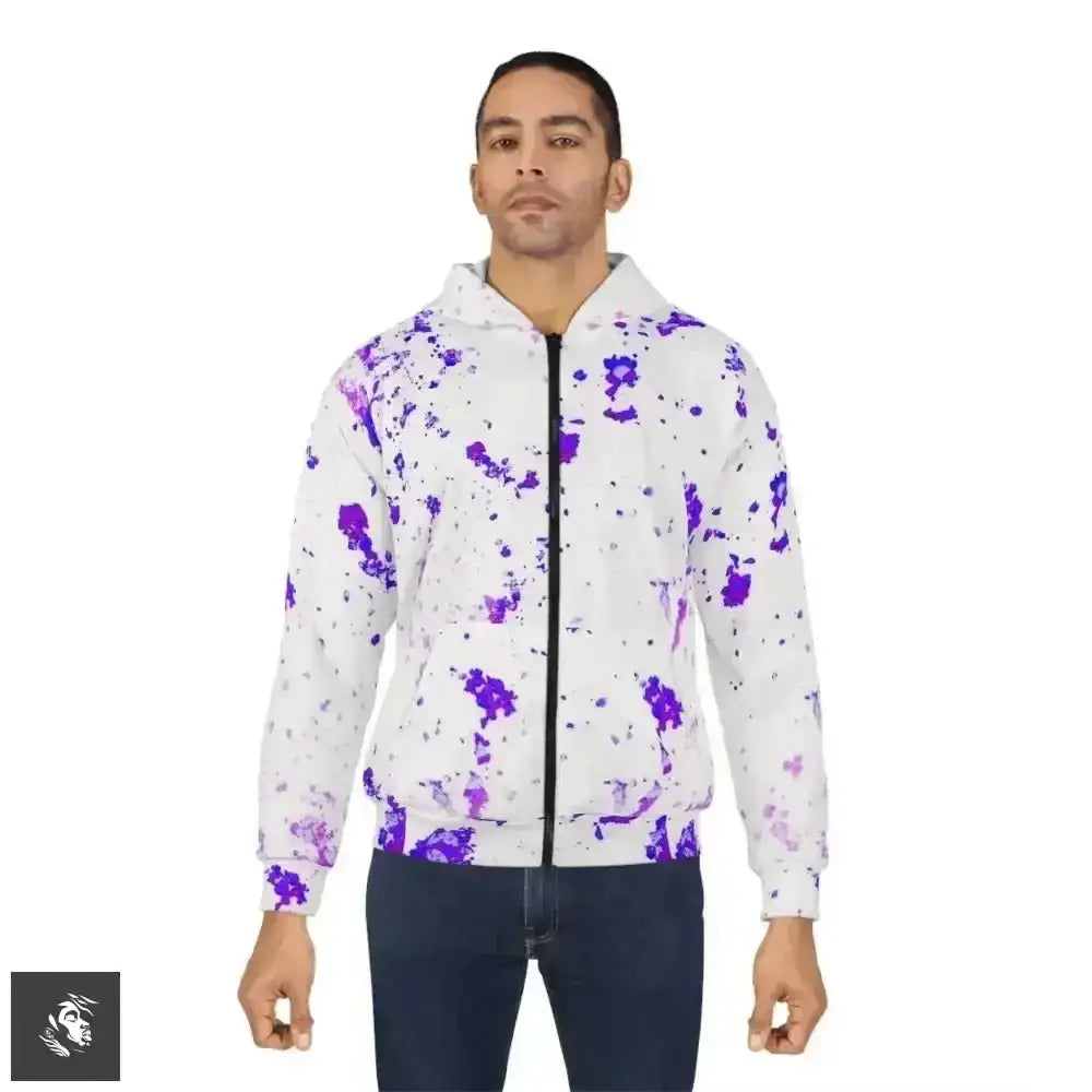Trendy Purple Paint Abstract Splatter Zip Hoodie for Little Ones - Free Spirit Chic