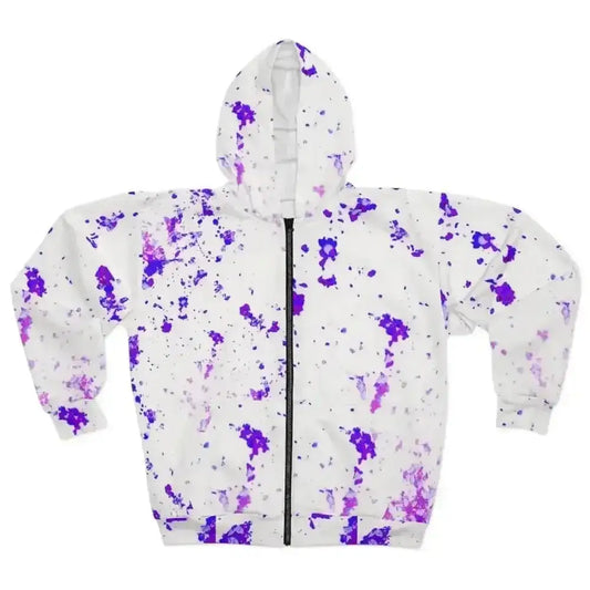 Trendy Purple Paint Abstract Splatter Zip Hoodie for Little Ones - Free Spirit Chic
