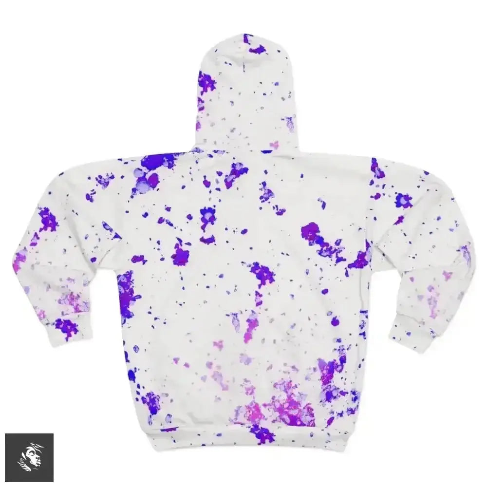 Trendy Purple Paint Abstract Splatter Zip Hoodie for Little Ones - Free Spirit Chic