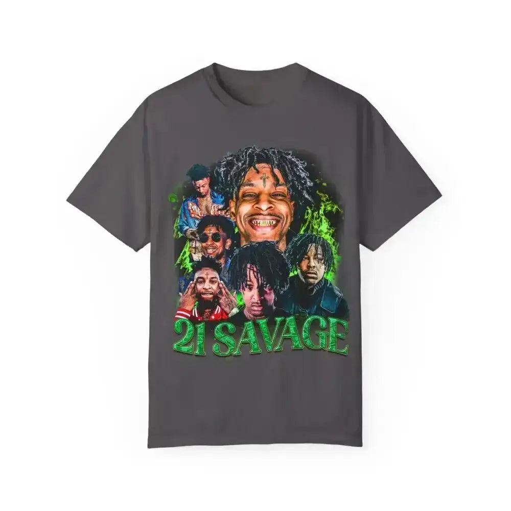 Unleash Bold Style with 21 Savage Portrait Tees in White and Grey - Free Spirit Chic