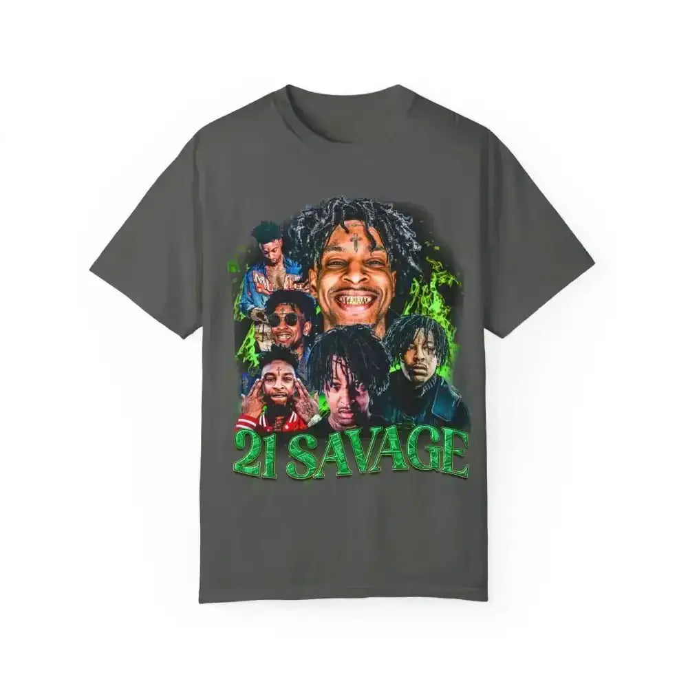 Unleash Bold Style with 21 Savage Portrait Tees in White and Grey - Free Spirit Chic