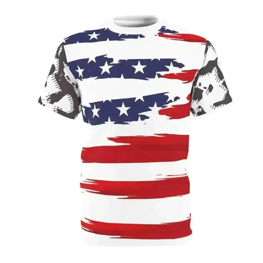 Unleash Your Patriotic Spirit with Our Brush Stroke Flag Tee - Free Spirit Chic