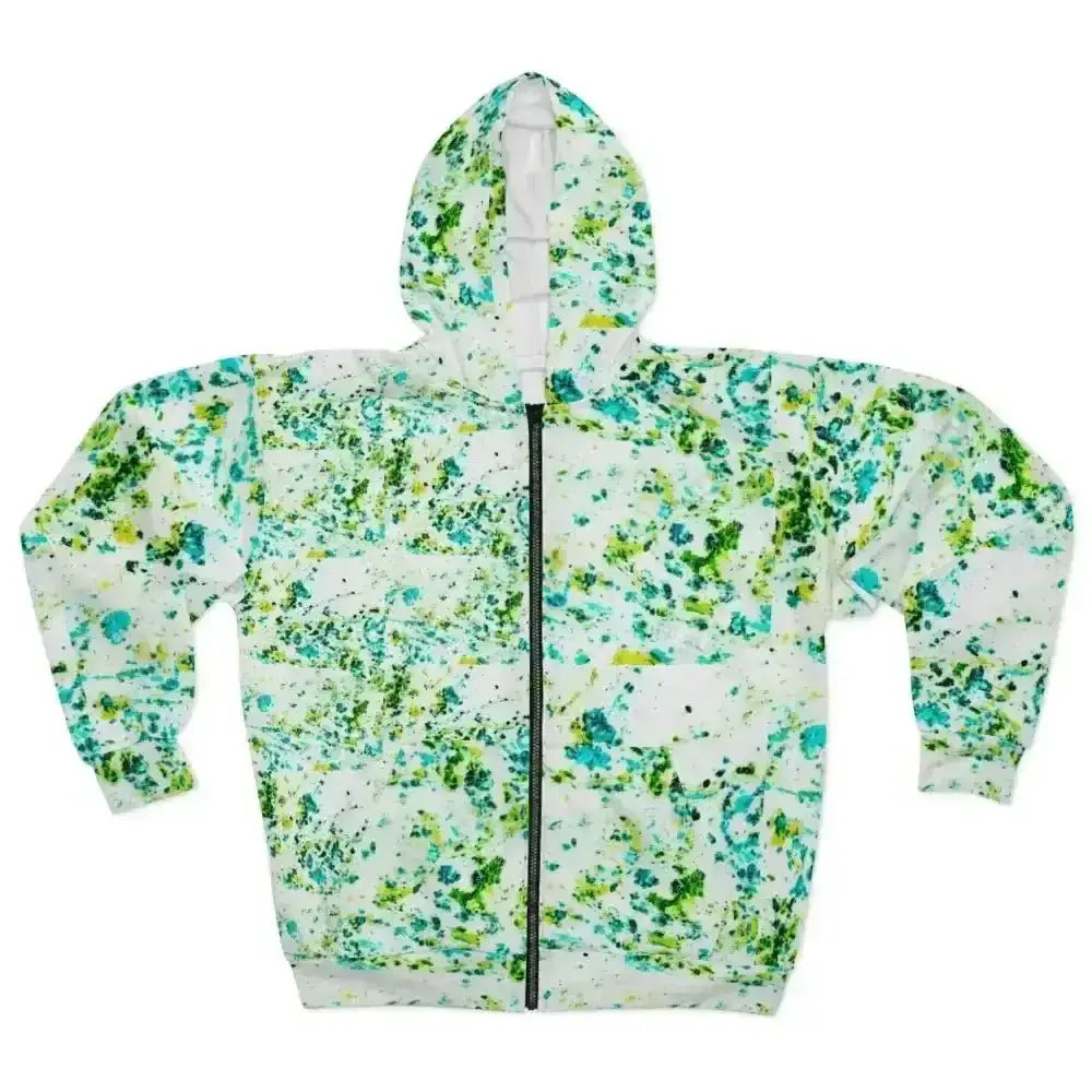 Unleash Your Style with Jade Paint Splatter Zip Hoodie - Free Spirit Chic