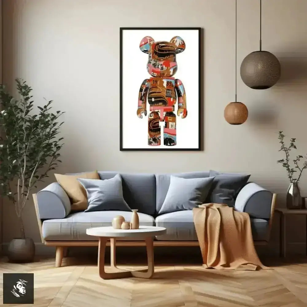 Vibrant Basquiat BE@RBRICK Digital Art Print Instant Download - Free Spirit Chic