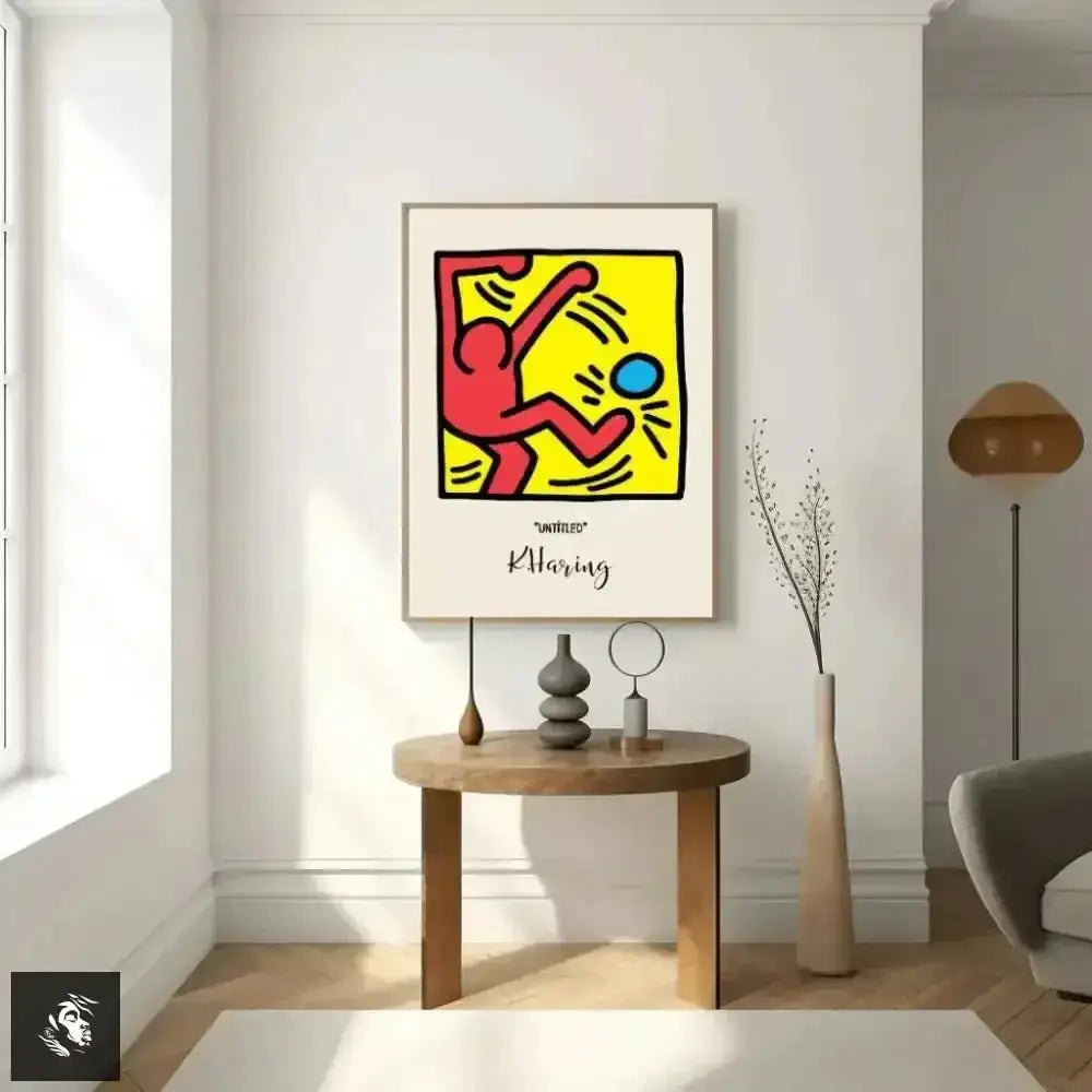 Vibrant Keith Haring Digital Art Dancing Figure Print - Free Spirit Chic