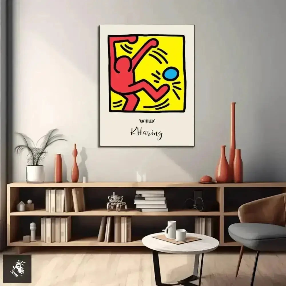 Vibrant Keith Haring Digital Art Dancing Figure Print - Free Spirit Chic