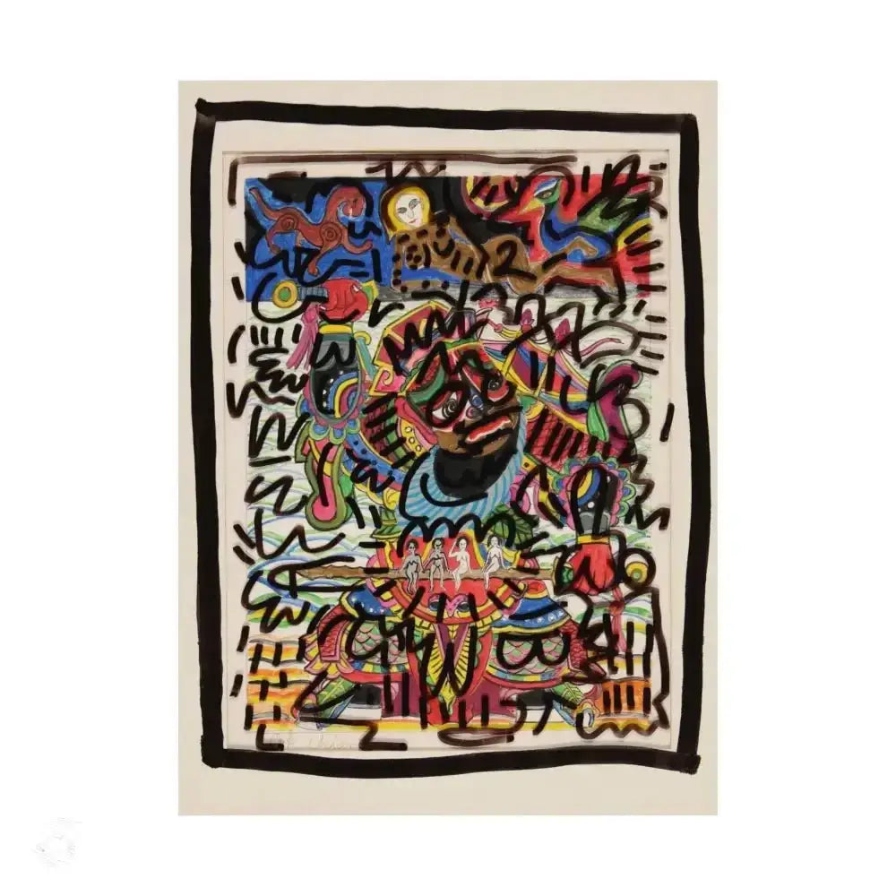 Vibrant Keith Haring Inspired Pop Art Street Poster for Your Walls - Free Spirit Chic