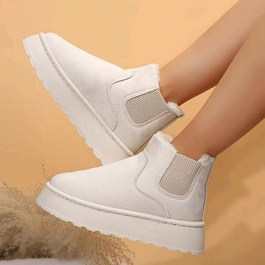 Winter Snow Boots Fashion Flat Thick - soled Cotton Shoes Round Toe Warm Plush Ankle Boot For Women - Free Spirit Chic